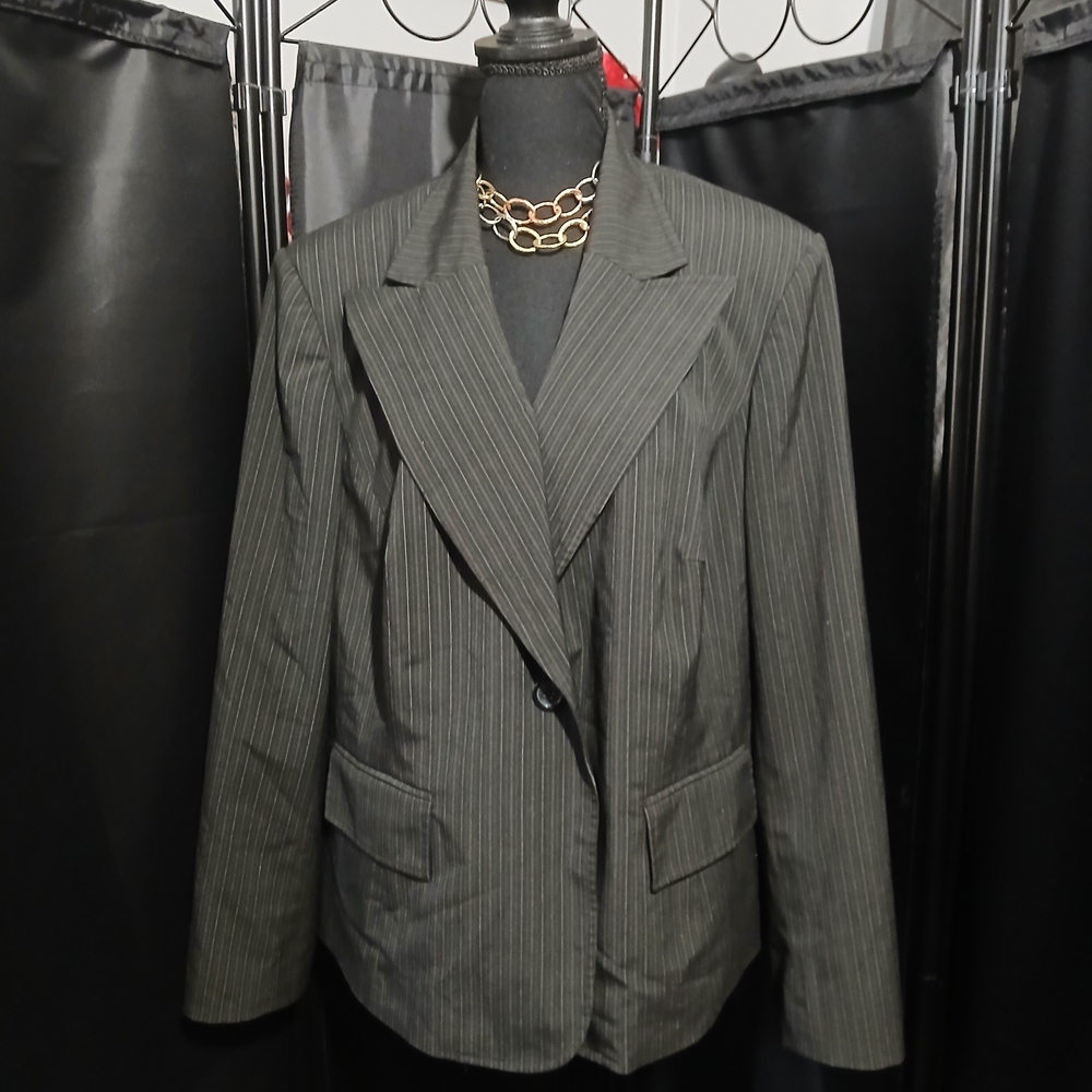 Anne Klein Charcoal Gray Pinstripe Blazer Wonen's Size 18W Office Wear